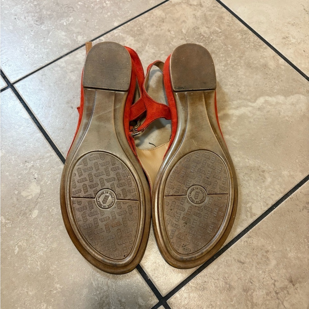 Luisa D’Roma Red Orange Sandals Size 10 - Picture 2 of 2